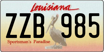 LA license plate ZZB985