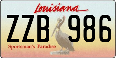 LA license plate ZZB986