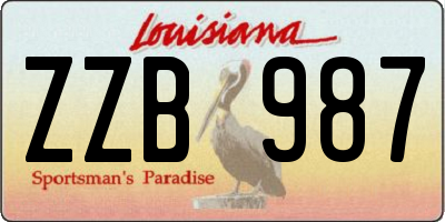 LA license plate ZZB987