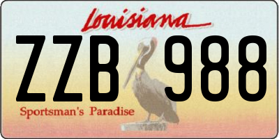 LA license plate ZZB988