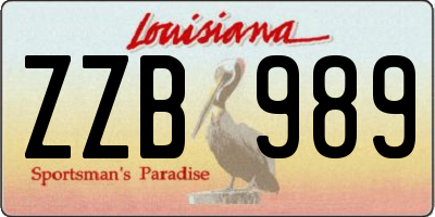 LA license plate ZZB989