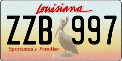 LA license plate ZZB997