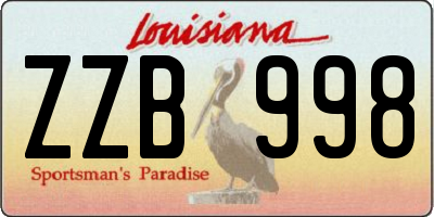 LA license plate ZZB998