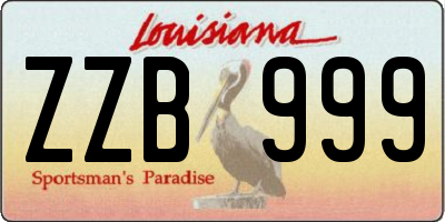 LA license plate ZZB999