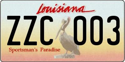 LA license plate ZZC003