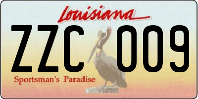 LA license plate ZZC009