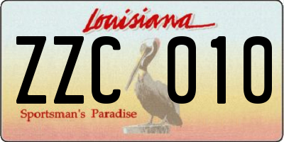 LA license plate ZZC010