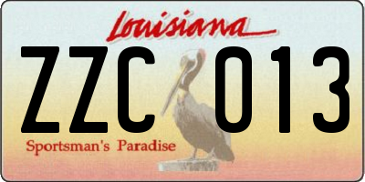 LA license plate ZZC013