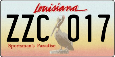 LA license plate ZZC017