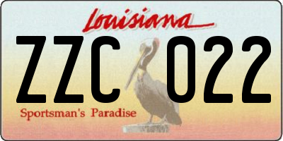 LA license plate ZZC022