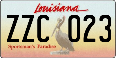 LA license plate ZZC023