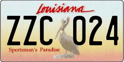 LA license plate ZZC024