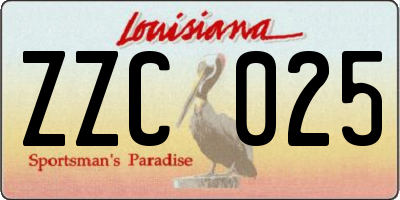 LA license plate ZZC025