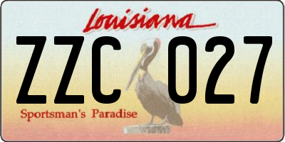 LA license plate ZZC027