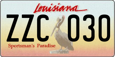 LA license plate ZZC030