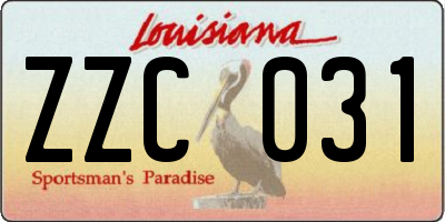 LA license plate ZZC031