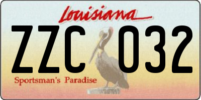 LA license plate ZZC032