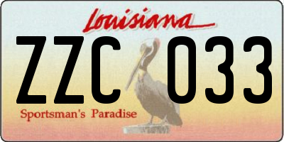 LA license plate ZZC033