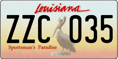 LA license plate ZZC035