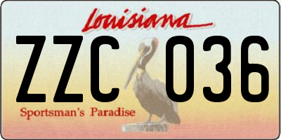 LA license plate ZZC036