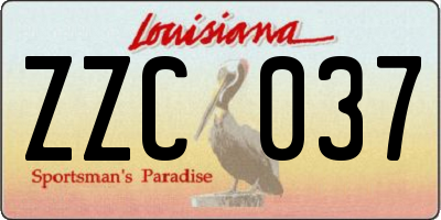 LA license plate ZZC037