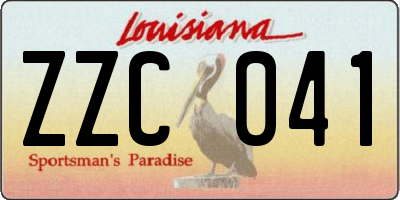 LA license plate ZZC041