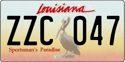 LA license plate ZZC047