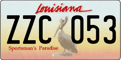 LA license plate ZZC053