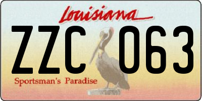 LA license plate ZZC063