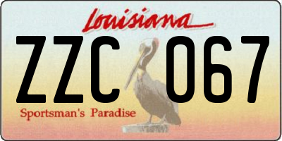 LA license plate ZZC067