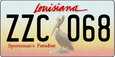 LA license plate ZZC068