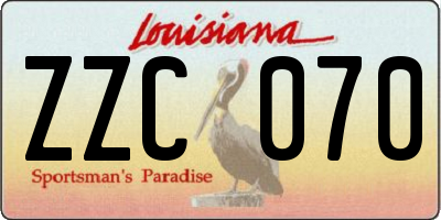 LA license plate ZZC070