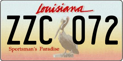 LA license plate ZZC072