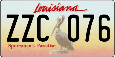 LA license plate ZZC076