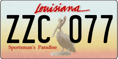 LA license plate ZZC077