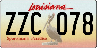 LA license plate ZZC078