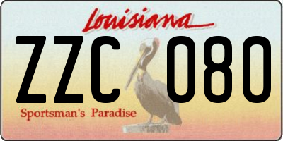 LA license plate ZZC080