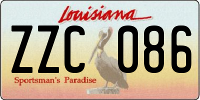 LA license plate ZZC086