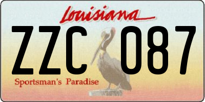 LA license plate ZZC087