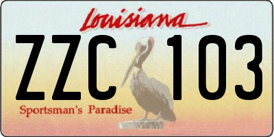 LA license plate ZZC103