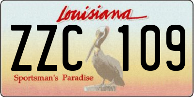 LA license plate ZZC109