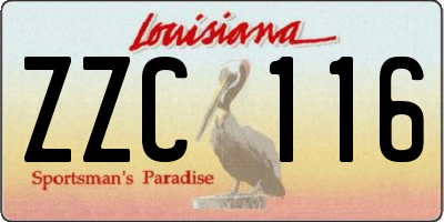 LA license plate ZZC116