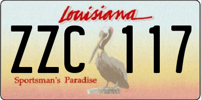 LA license plate ZZC117