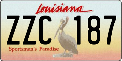 LA license plate ZZC187