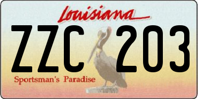 LA license plate ZZC203