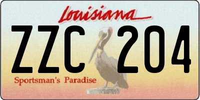 LA license plate ZZC204