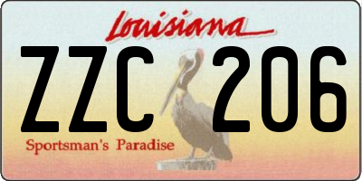 LA license plate ZZC206