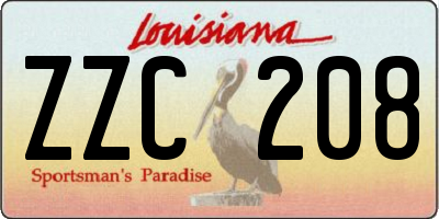 LA license plate ZZC208