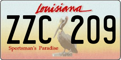 LA license plate ZZC209