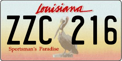 LA license plate ZZC216